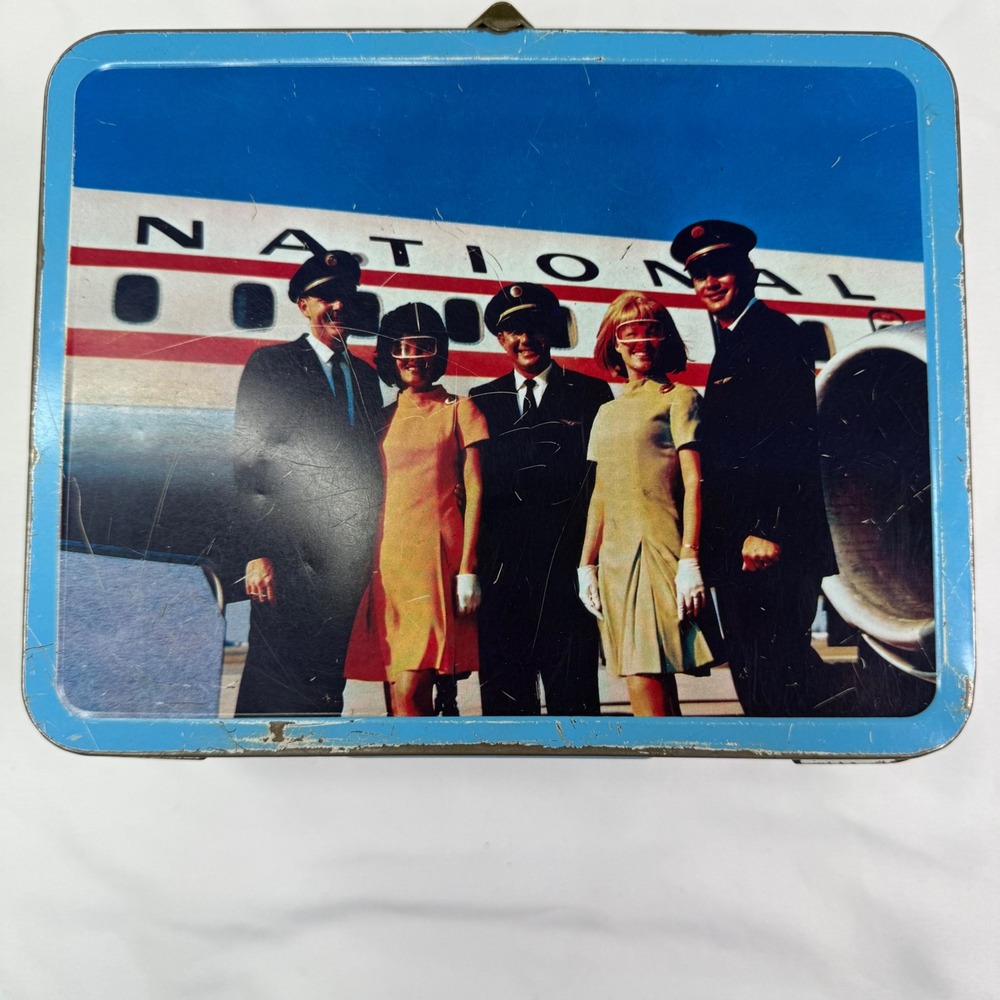 Vintage Ohio Art Airline Metal Lunch Box Pan Am United American National Latch